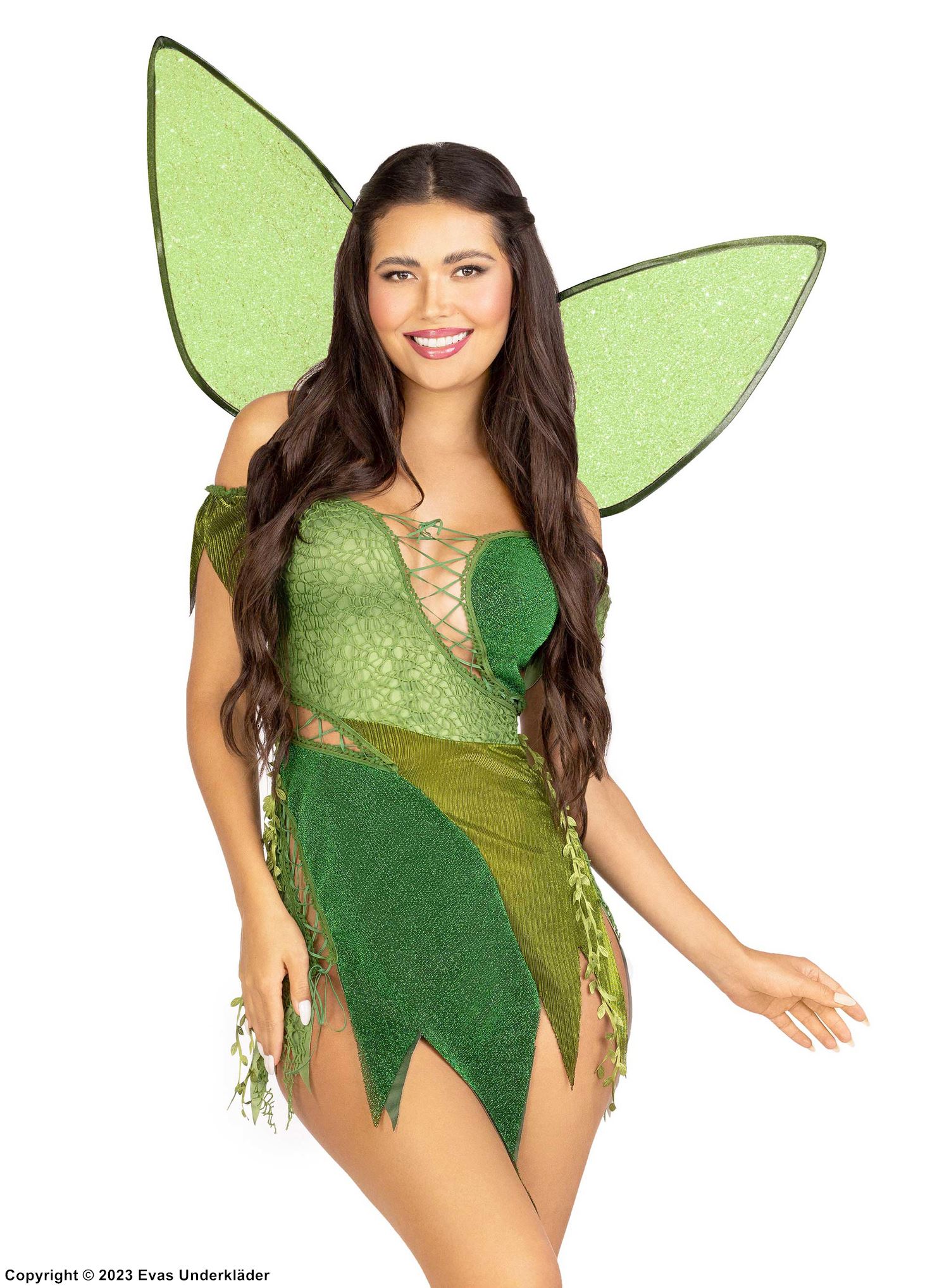 Tinkerbell, costume dress, crossing straps, tatters